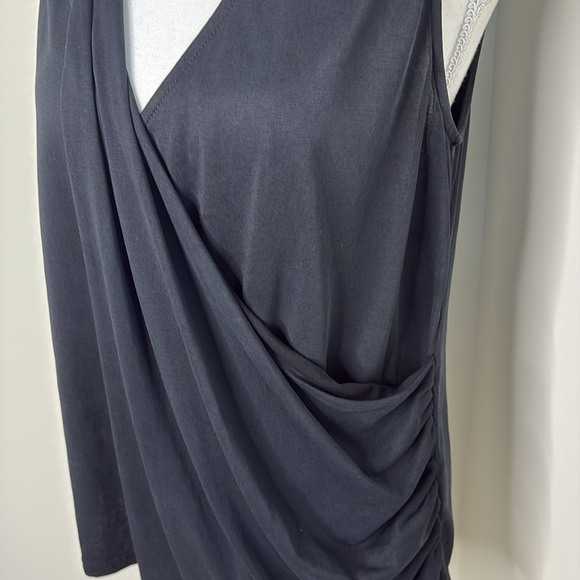 DNA Black Wrap Look Ruched Top With V Neckline. Large - Picture 2 of 9